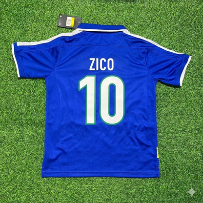 Zico Brazil Blue Retro Football Jersey Kit
