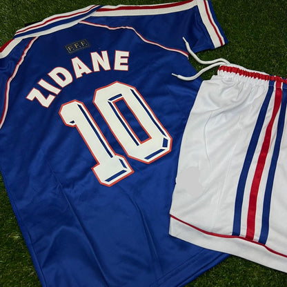Zinedine Zidane France 1998 Kids Football Jersey Kit
