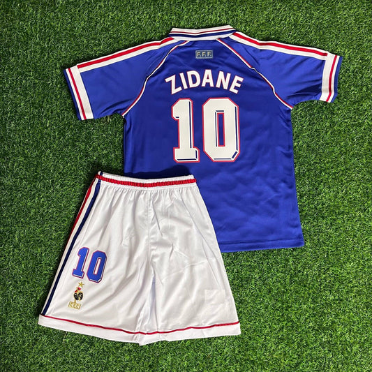 Zinedine Zidane France 1998 Home Kids Kit – Kit Jersey for Children – | KinderTrikot | Maillot Enfant