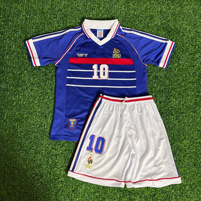 Zinedine Zidane France 1998 Home Kids Kit Football Jersey Kit for Children