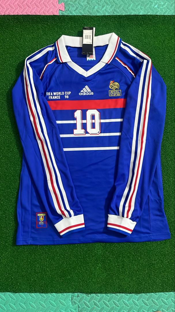 Zinedine Zidane France 1998 World Cup Retro Long Sleeve Football Jersey Kit