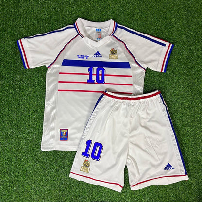 France 1998 Away Zidane Kids Kit Football Jersey Kit for Children Personnalisable