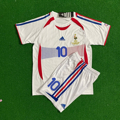 Zinedine Zidane France 2006 World Cup Retro Kids Football Jersey Kit