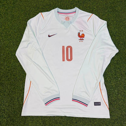 Zinedine Zidane France Away Long Sleeve Retro Football Jersey