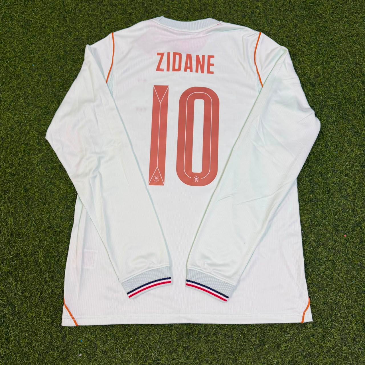 Zinedine Zidane France Away Long Sleeve Retro Football Jersey