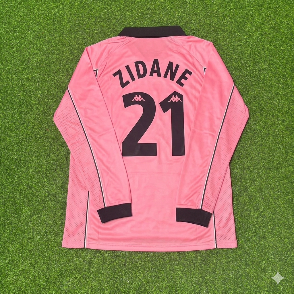 Zinédine Zidane #21 Juventus 1995 Pink Football Jersey Kit