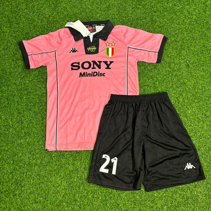 Zinedine Zidane Juventus 1996 1998 Retro Pink Kids Football Jersey