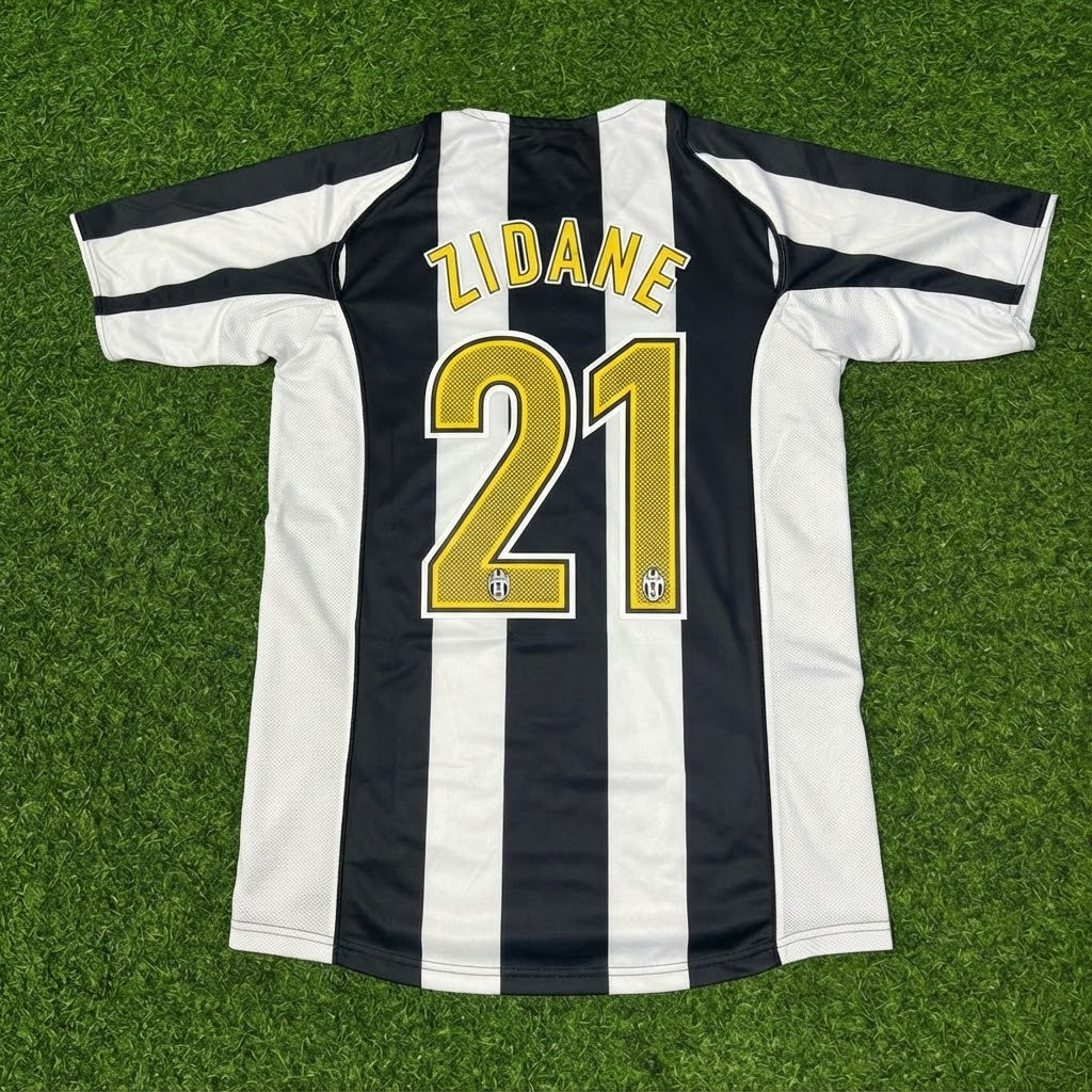 Zinedine Zidane #21 Juventus 2004-2005 Black White Home Retro Football Jersey Paradise Edition