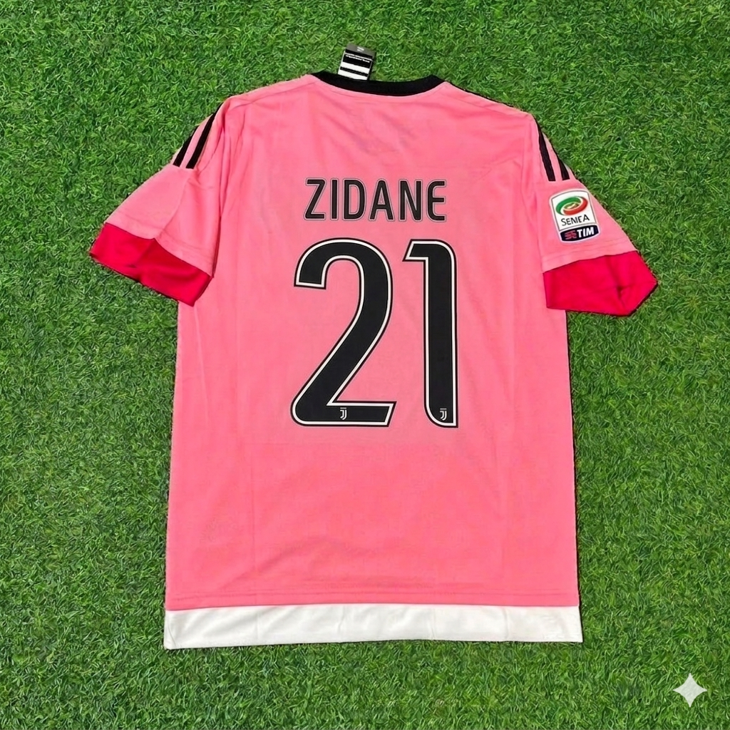 Zinedine Zidane Juventus Retro Pink Football Jersey