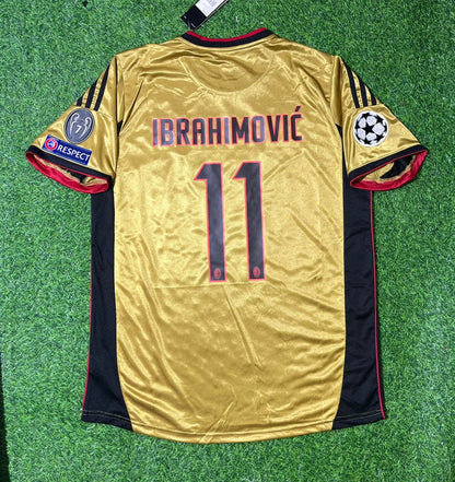 Zlatan Ibrahimović #11 AC Milan Gold Retro Football Jersey
