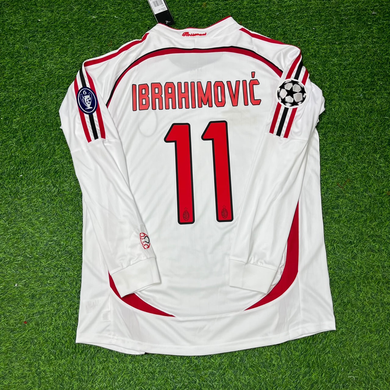 Zlatan Ibrahimovic 11 AC Milan White Long Sleeve Retro Football Jersey Kit