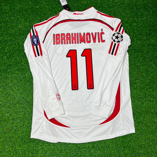 Zlatan Ibrahimovic 11 AC Milan White Long Sleeve Retro Football Jersey Kit