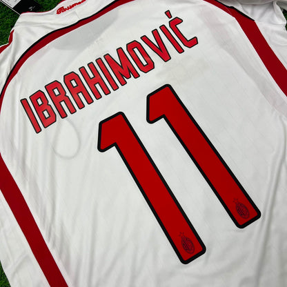 Zlatan Ibrahimovic 11 AC Milan White Long Sleeve Retro Football Jersey Kit