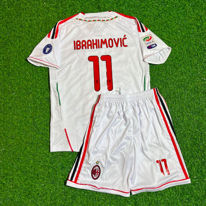 Zlatan Ibrahimović #11 Milan 2011 2012 White Away Retro Kids Football Jersey