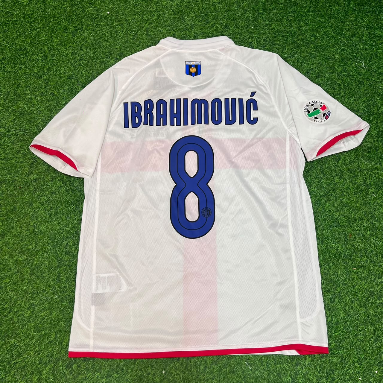 Zlatan Ibrahimović #8 Inter 2007- 2008 Season Away White Red Retro Football Jersey