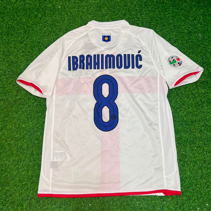 Zlatan Ibrahimović #8 Inter 2007- 2008 Season Away White Red Retro Football Jersey