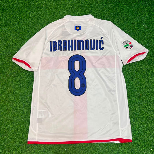 Zlatan Ibrahimović #8 Inter 2007- 2008 Season Away White Red Retro Football Jersey