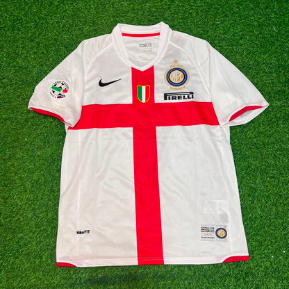 Zlatan Ibrahimović #8 Inter 2007- 2008 Season Away White Red Retro Football Jersey