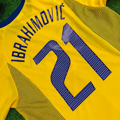 Zlatan Ibrahimovic Sweden 2002 World Cup Home Yellow Retro Football Jersey